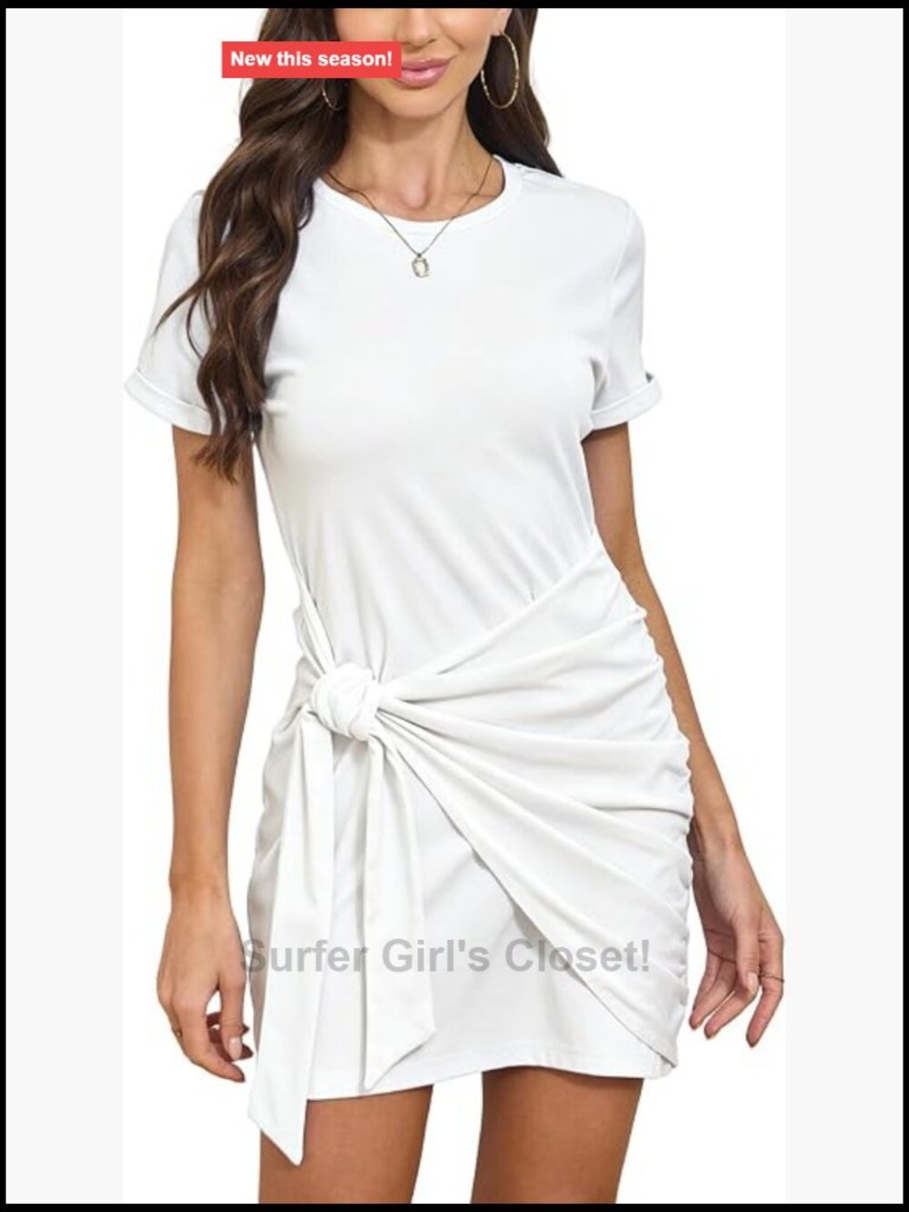 Women's Short Sleeve Wrap T-Shirt Mini Dress with Cinched Waist - Summer Casual